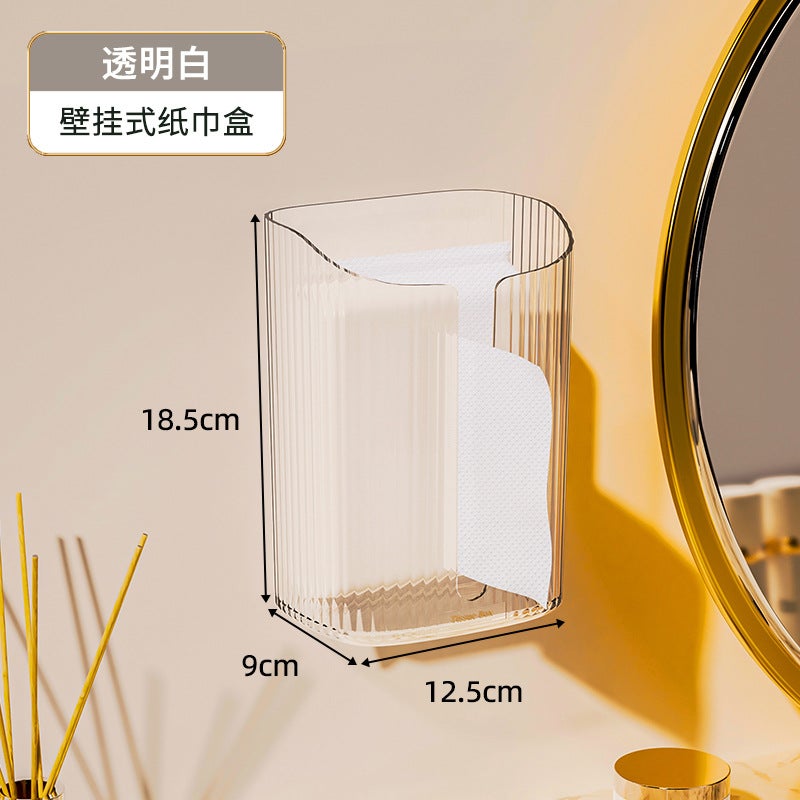 Bathroom Tissue Box Wall-Mounted Face Tissue Wash Towel Storage Box Bathroom Kitchen Inverted Paper Box For Hair - Image 1